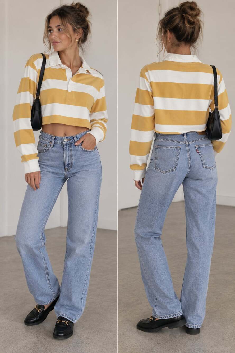 Abercrombie & Fitch Rugby Cloth Yellow Striped Top S